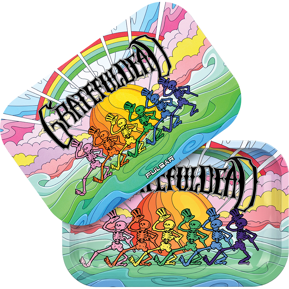 Grateful Dead Rainbow Skeletons Metal Rolling Tray & Magnetic Cover