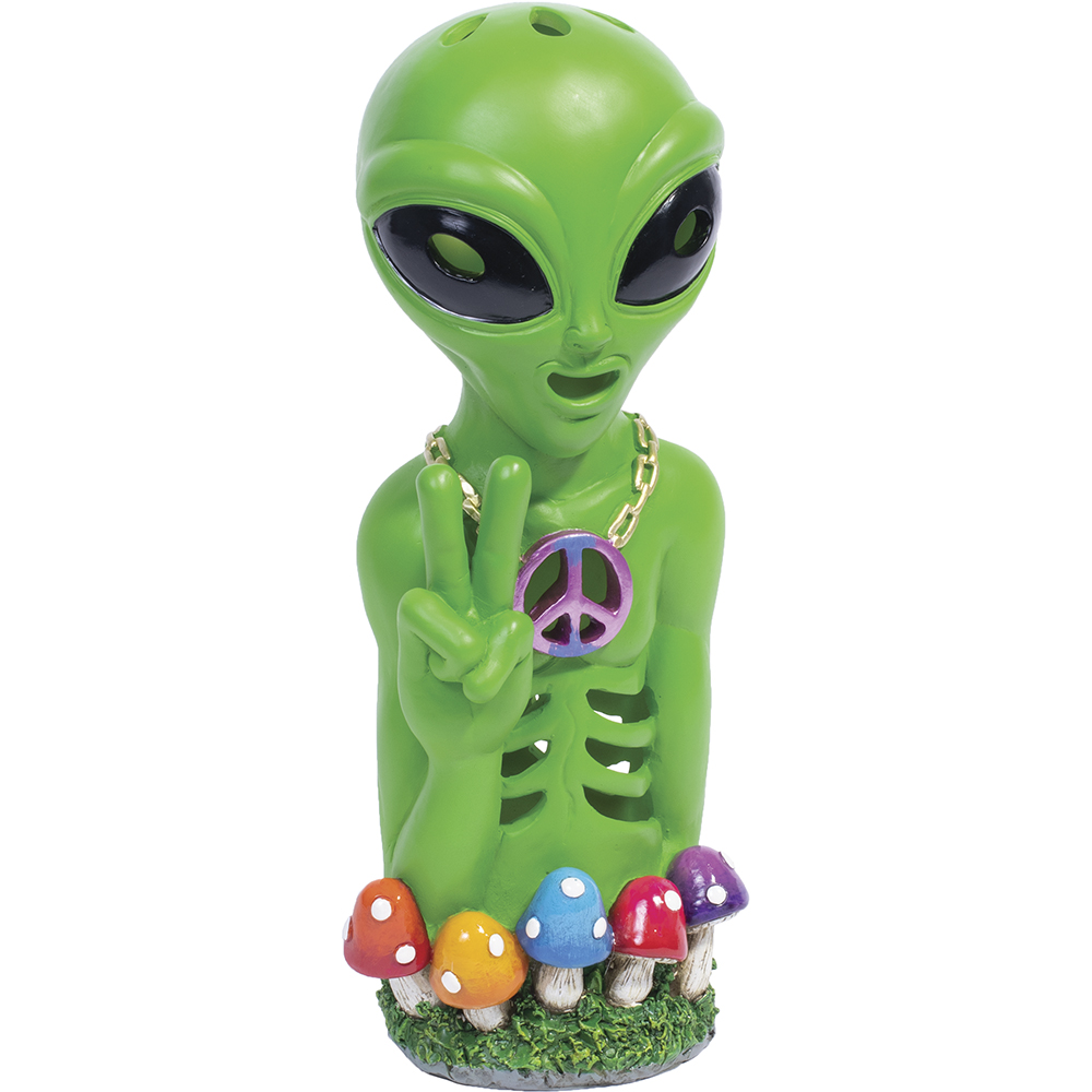Alien Peace Mushrooms Standing Incense Burner