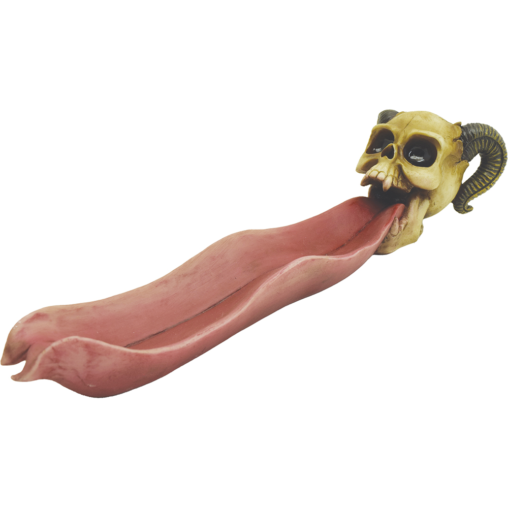 Horned Lich Skull Tongue Incense Burner