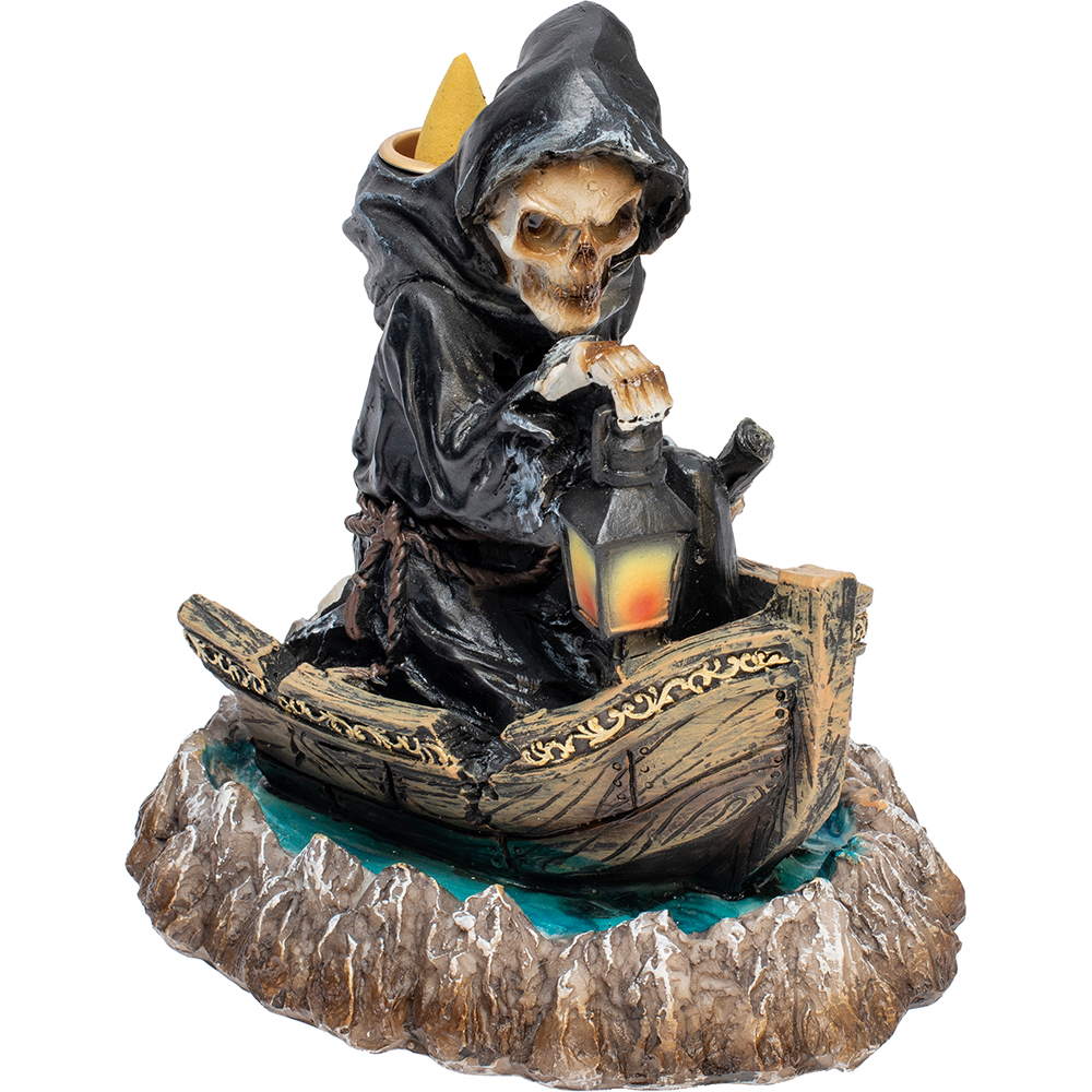 Grim Reaper Boat Backflow Incense Burner