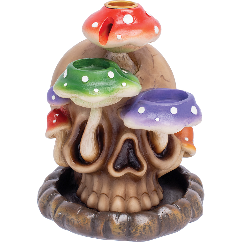 Multi-Color Mushroom Skull Backflow Incense Burner