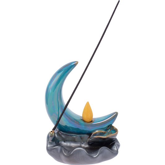 Blue Crescent Moon Backflow Incense Burner