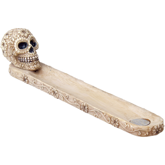 Classic Floral Sugar Skull Incense Burner