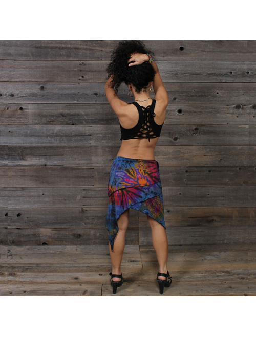 Women's Spandex Rayon Mudmee Tie Dye Double Angle Cut Short Long Mini Skirt