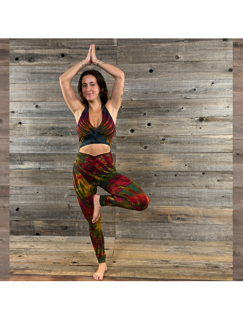 Women's Rayon Spandex Mudmee Tie Dye Elastic Rusching Waist Leggings