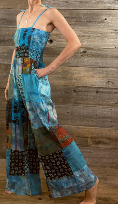 Women's Jaypuri Patchwork Cotton Tie Dye Top Wide Leg Jumpsuit
