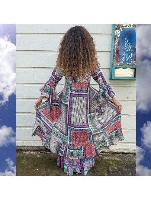 Women's Rayon Pastel Patchwork Print Duster