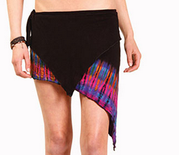 Women's Rayon Spandex Tie Dye Angle Cut Mini Skirt