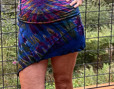 Women's Rayon Spandex Tie Dye Angle Cut Mini Skirt
