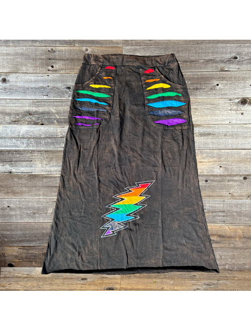 Women's Maxi Skirt with Razor Cut Rainbow and Pockets