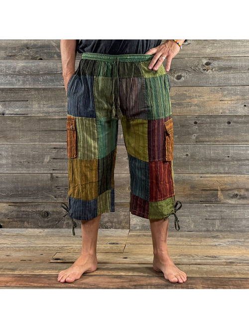 Men's Cotton Dharke Stripe Patchwork Cargo Clam Diggers