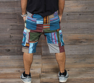 Men's Cotton Patchwork Grateful Dead Cargo Shorts w/ Steal Your Face Embroidery