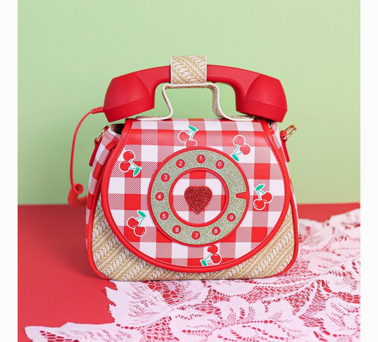 Ring Ring Phone Convertible Handbag Cherry