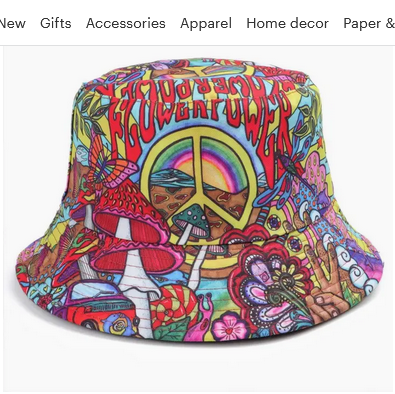 Reversible Trippy Hippy Print Bucket Hat