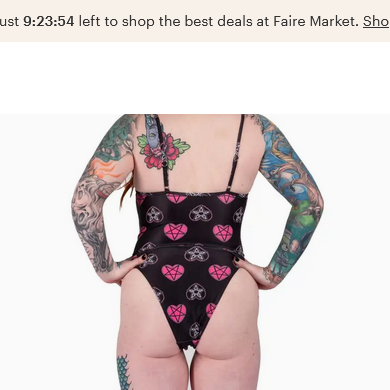 Women's Goth Hearts Eyelet One Piece Swimsuit