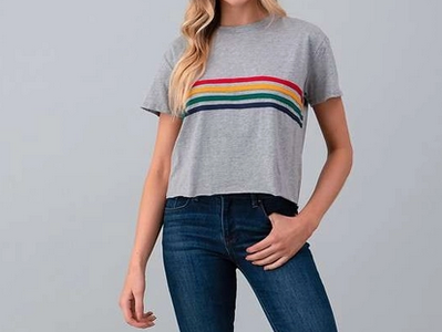 Women's Multi Color Line Crop Top