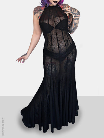 Women's Nylon Spandex Spinnerette Maxi Dress