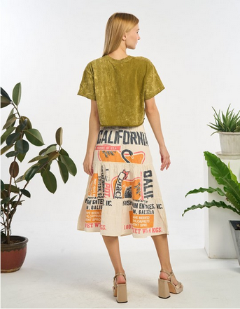 Women's Printed Tiered Midi Skirt