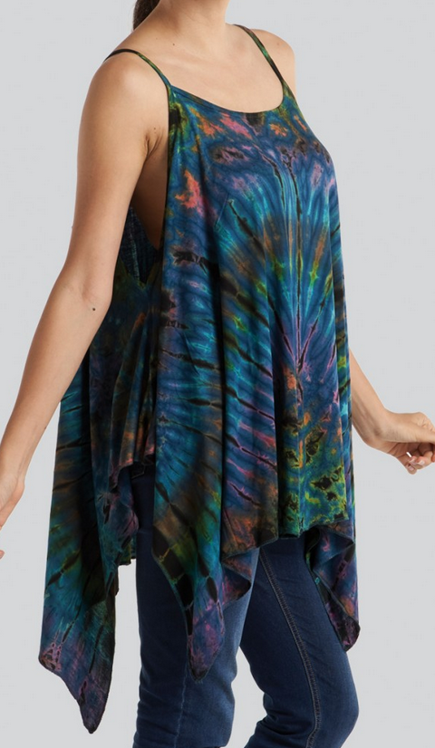 Women's Viscose Tie-Dye Sharkbite Loose Tank Top