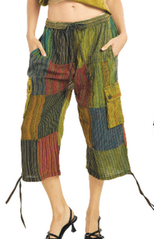 Women's Cotton Mixed Patchwork Capri Pants