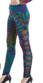 Women's Rayon Spandex Tie-Dye Mesh Net Side Leggings
