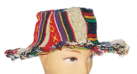 Mixed Patchwork Colorful Frayed-Edge Hemp Hat