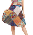 Women's Cotton Mushroom Patchwork Short Wrap Skirt
