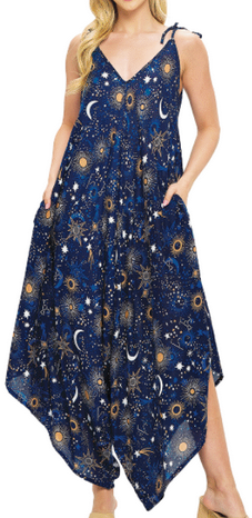 Women's Rayon Starry Outer Space Sleeveless Jumpsuit