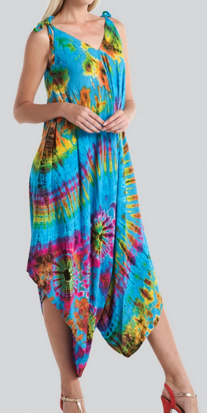 Women's Rayon Tie-Dye Funky Cut Tie-Strap Jumpsuit