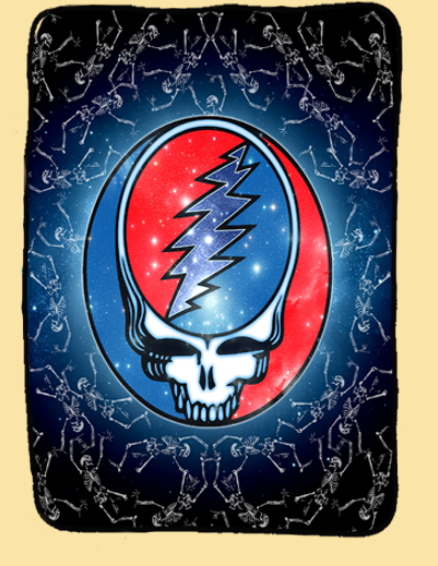 Grateful Dead Skeleton Galaxy Steal Your Face Throw Blanket