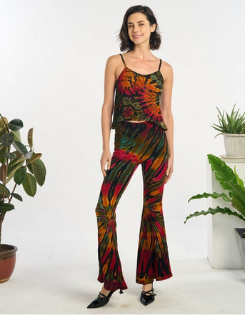 Women's Tie-Dye Flowy Ribbed Tank Top