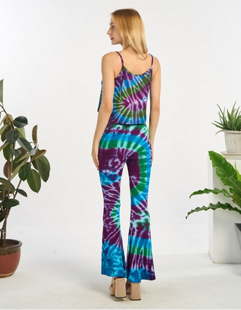 Women's Tie-Dye Flowy Ribbed Tank Top
