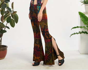 Women's Tie-Dye Spandex Split Leg Bell Bottoms