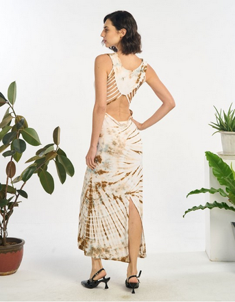 Women's Spandex Tie-Dye Sexy Back Maxi Dress