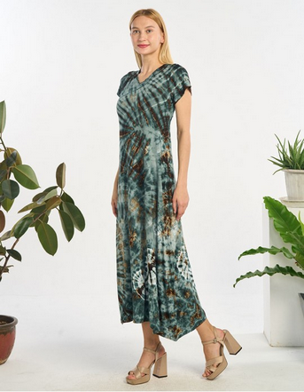 Women's Spandex Tie-Dye Braided Back Maxi Dress