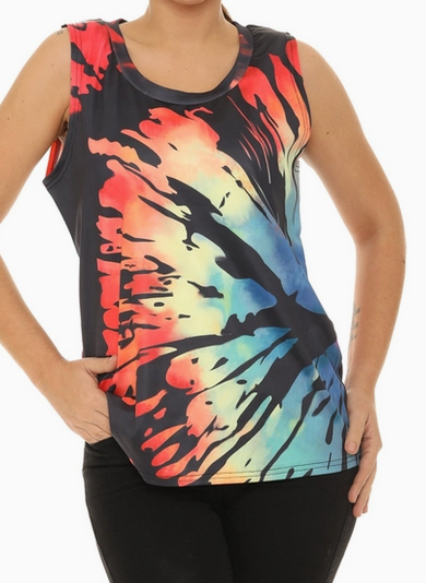 Women's Classic Tie-Dye Print Sleeveless Top