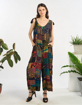 Women's Rayon Patchwork Jumpsuit