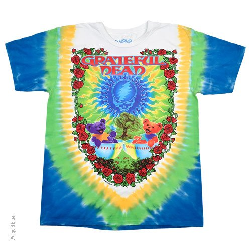 Men's Grateful Dead Tie-Dye Scarlet Fire Dragon Bears T-Shirt