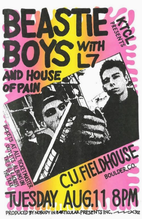 Beastie Boys & L7 Boulder CO 1992 Art Print