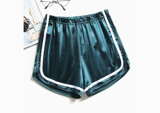 Women's Gold Metallic Glossy Elastic Waist Shorts