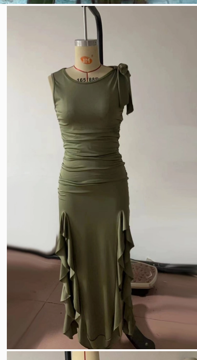 Women's Western Cowgirl Coachello-Style Ruffled Slit Dress