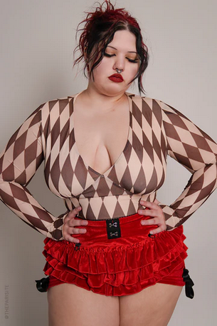 Women's Harlequin V-Neck Top