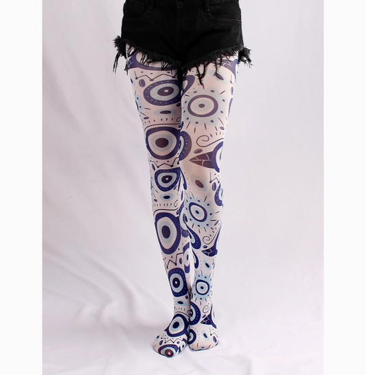 Women Fashion Creative Evil Eye Printed Pantyhose