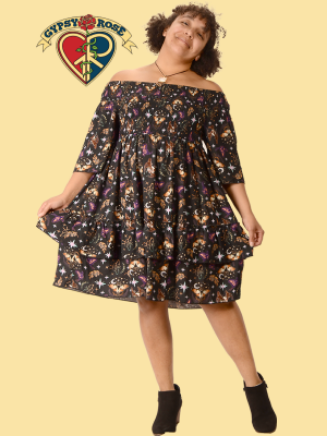 Women's Moon Moth Rayon Babydoll Dress