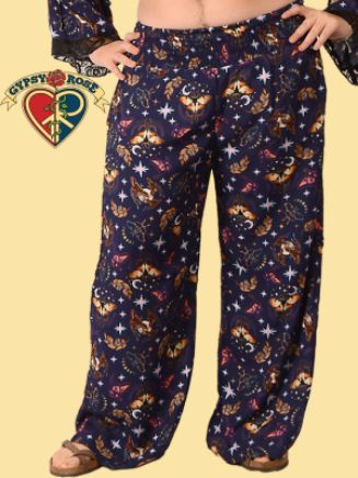 Women's Moon Moth Rayon Wide Leg Pants