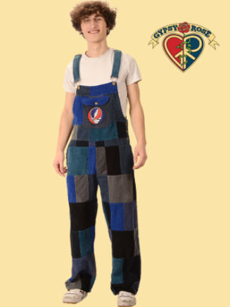 Unisex Grateful Dead Patchwork Corduroy Syf Embroidered Pant Overalls