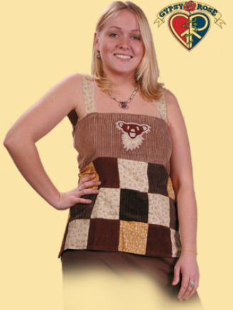 Grateful Dead Calico Cord Open Back Dancing Bear Blouse
