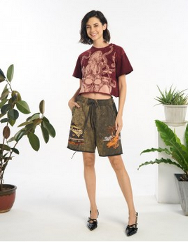 Women's Stonewashed Octopos Crop Top