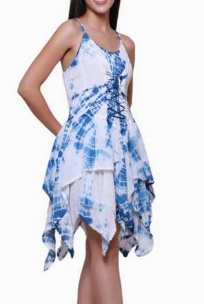Women's Rayon Tie-Dye Fairytale Cut Mid-Length Dress