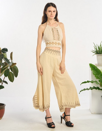 Women's Raw Cotton Printed Halter Top